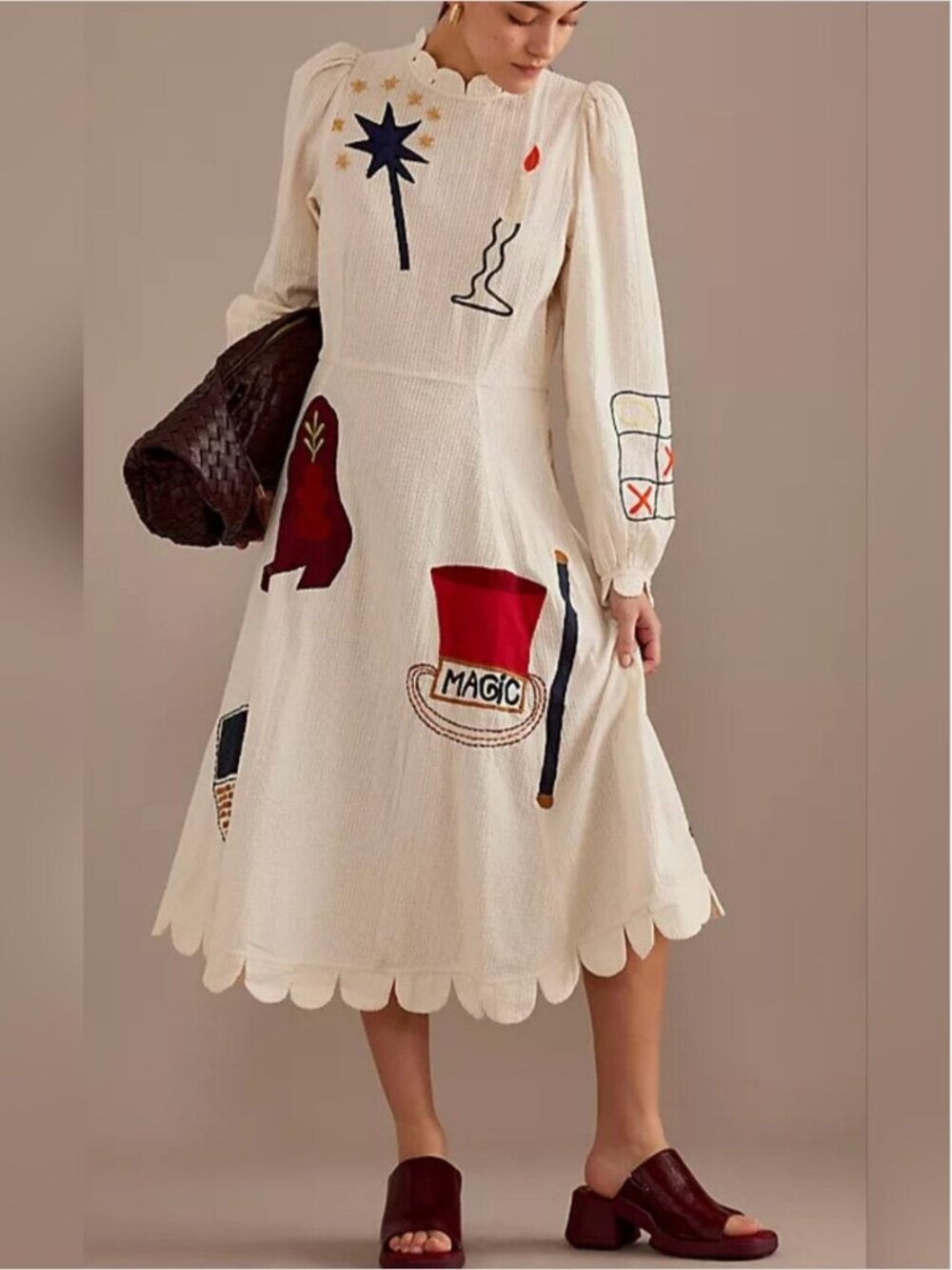 Stella Nova Whimsical Circus Magic Embroidered Midi Dress size S